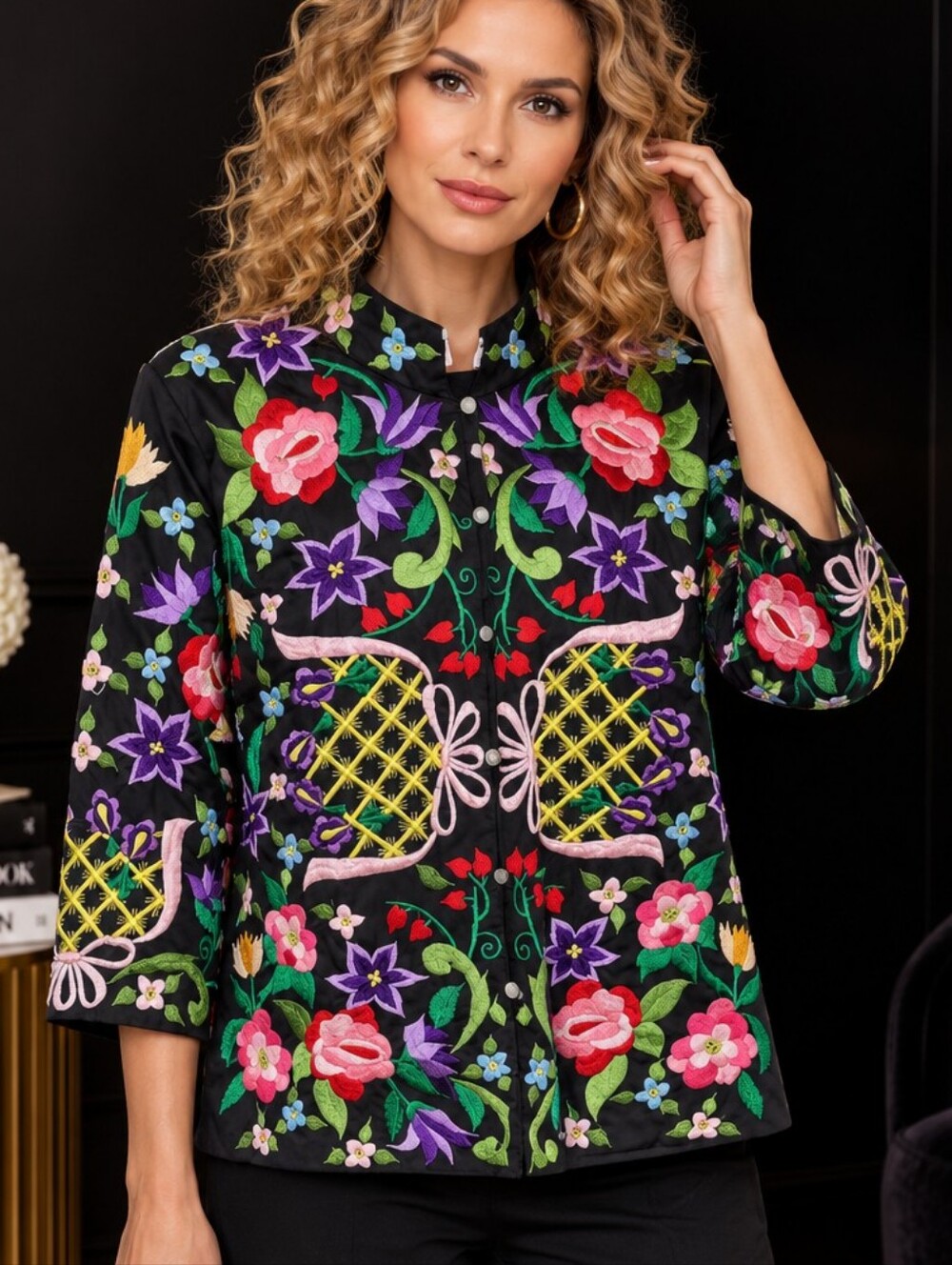 Vintage 70s The Foreign Look Floral Embroidered Jacket Boho Philippines Sz 12